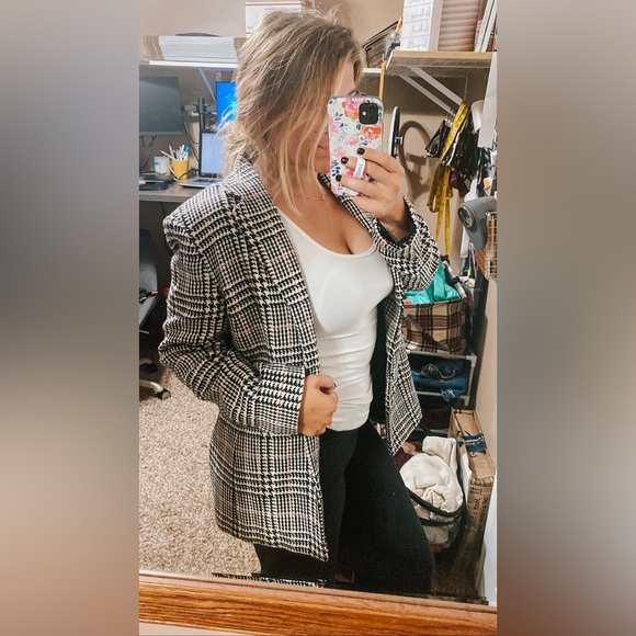 Vintage 90s Houndstooth Oversized Suit Jacket Blazer - Picture 3 of 10